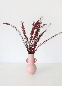 Afloral Pink Floral Vase With Coral Handles - 10.75