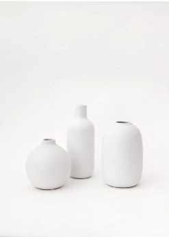 Afloral Set Of 3 Matte Ceramic Bud Vases - 4.25-7"