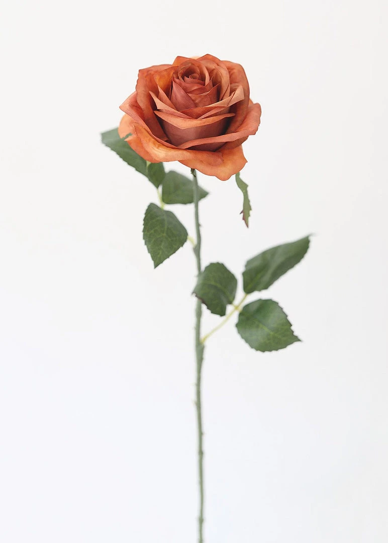 Afloral Fake Rose In Terracotta - 21.5"