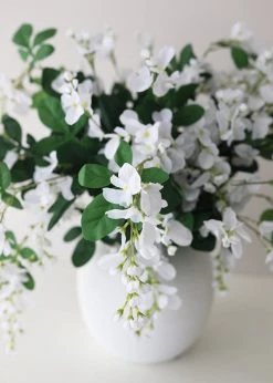 Afloral Artificial Wisteria Hanging Bush In White - 31