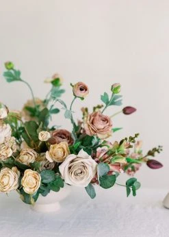 Afloral Artificial Flowers Rose In Taupe Beige - 21.5