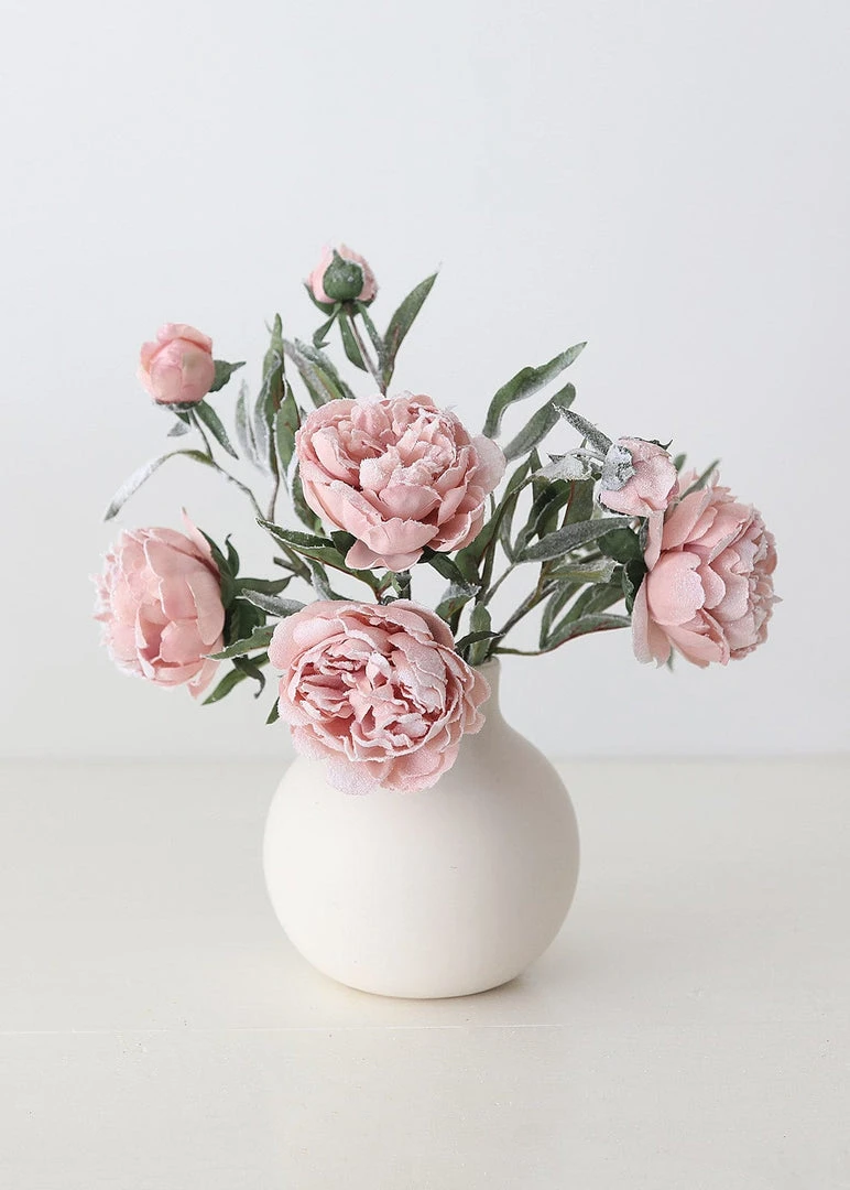 Afloral Artificial Flowers Artificial Snowy Pink Peony Flower - 27.5"