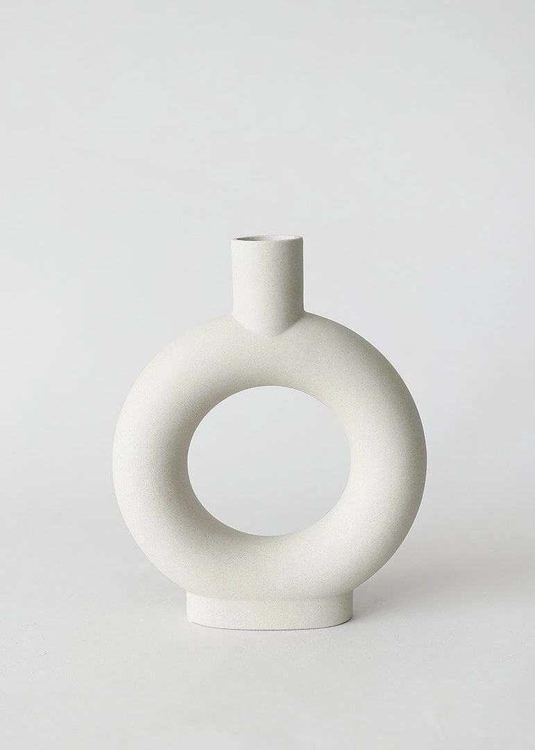 Afloral Handmade Stoneware Circle Vase - 9.25"