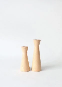 Afloral Set Of 2 - Modern Wooden Candle Holders - 5.5-7"