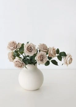 Afloral Artificial Flowers Rose In Taupe Beige - 21.5"