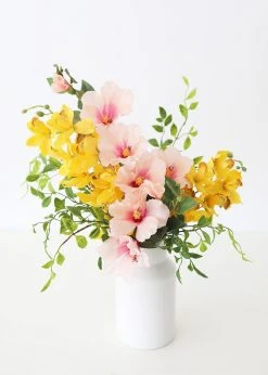 Afloral Silk Cymbidium Orchid In Golden Yellow - 30