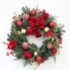 Afloral Red And Gold Decorated Pine Christmas Wreath - 24" Artificial Plants