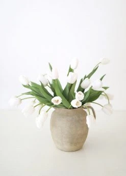 Afloral Bundle Of 7 White Real Touch Tulip Flowers - 14"