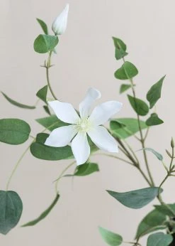 Afloral White Faux Clematis Flower Branch - 46" Artificial Flowers