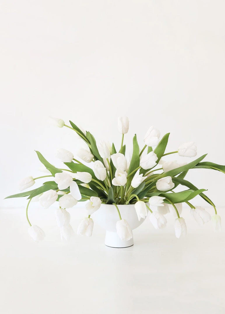 Afloral Bundle Of 7 White Real Touch Tulip Flowers - 14"