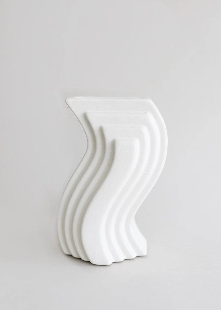 Vases Afloral Nordic Cream White Wave Vase - 8"