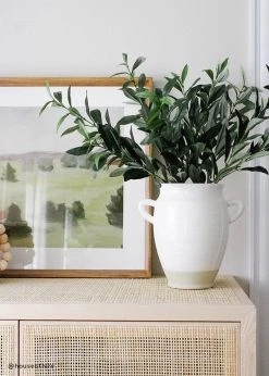 Afloral White Ceramic Urn Vase With Handles - 9.5