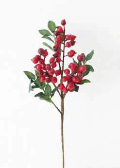 Afloral Artificial Plants Artificial Winter Red Berry Pick - 14"