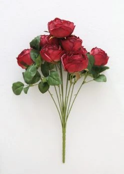 Afloral Burgundy Artificial Flowers Rose Bush - 19"